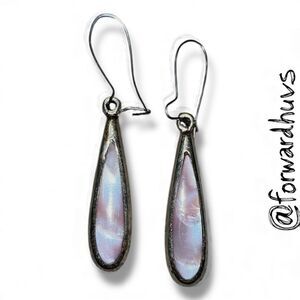Teardrop Abalone Earrings – 1.5” Dangle – Alpaca Mexico – Iridescent Inlay